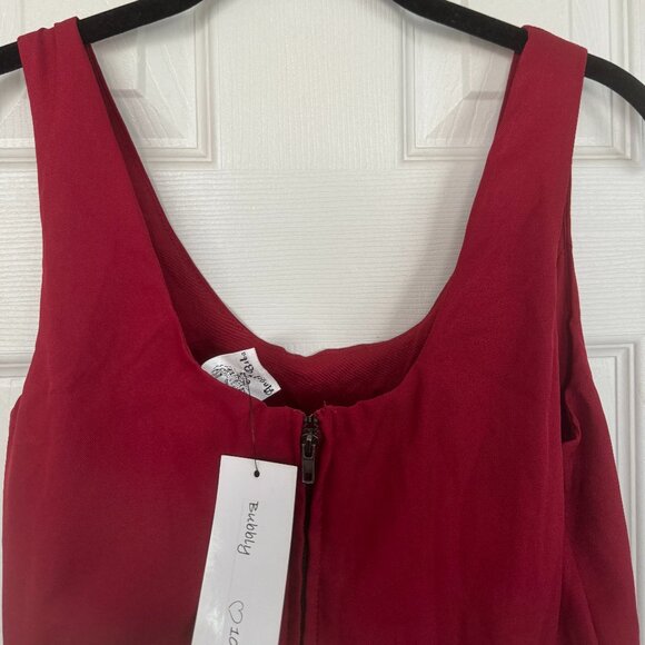 NWT, Showpo. Women's Bubbly Layered Mini Dress with Straps, Color Red, Size 10 - Picture 3 of 13